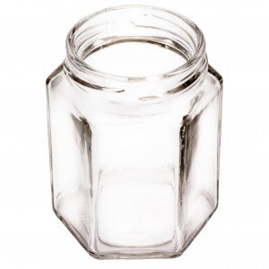 hexagonal glass jars