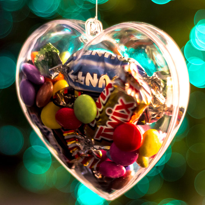 fillable clear bauble heart shaped Christmas decoration