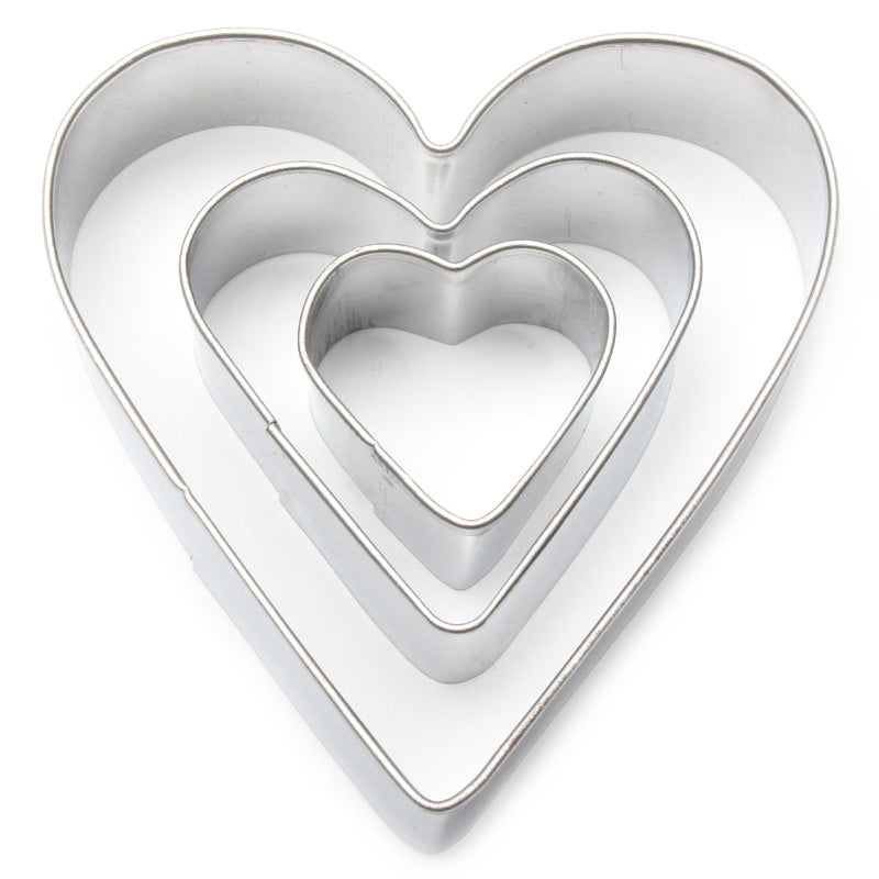 Heart Fondant Cutter stainless steel set on a white background 