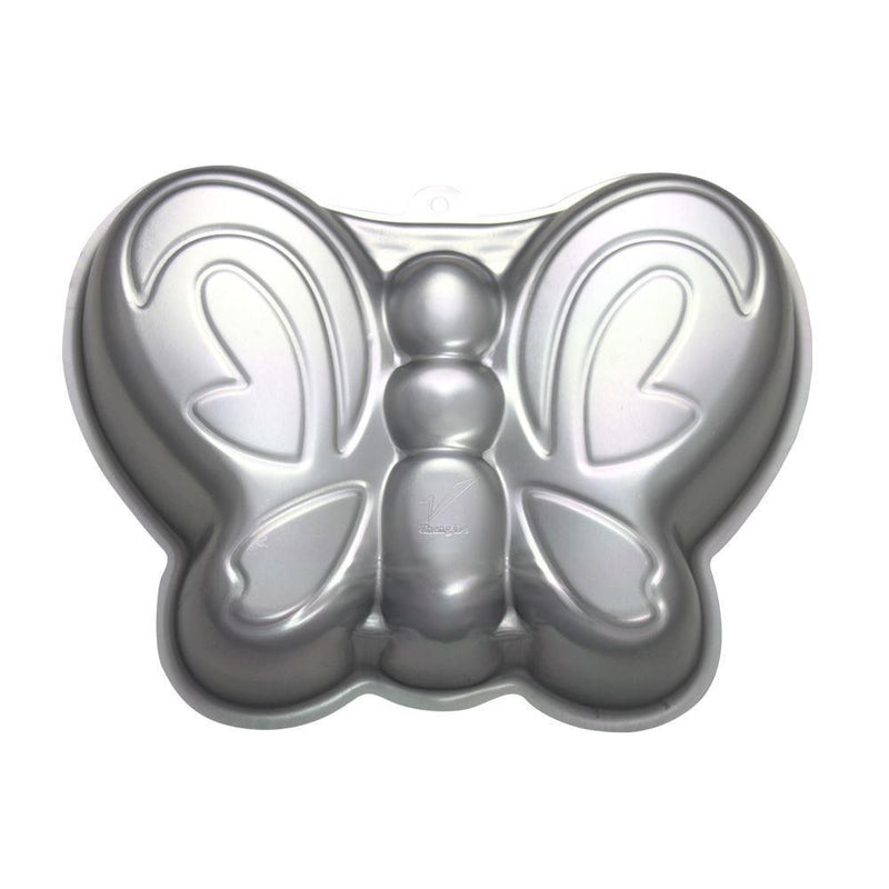 Butterfly-shaped cake tin on a white background