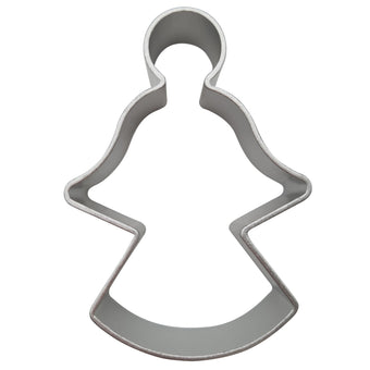 Angel-shaped cookie cutter on a white background