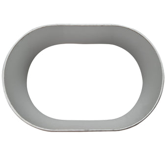 Oblong stainless steel cookie cutter – 62mm size on a white background