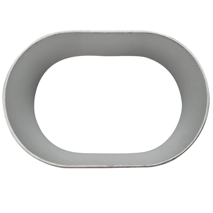 Oblong stainless steel cookie cutter – 62mm size on a white background