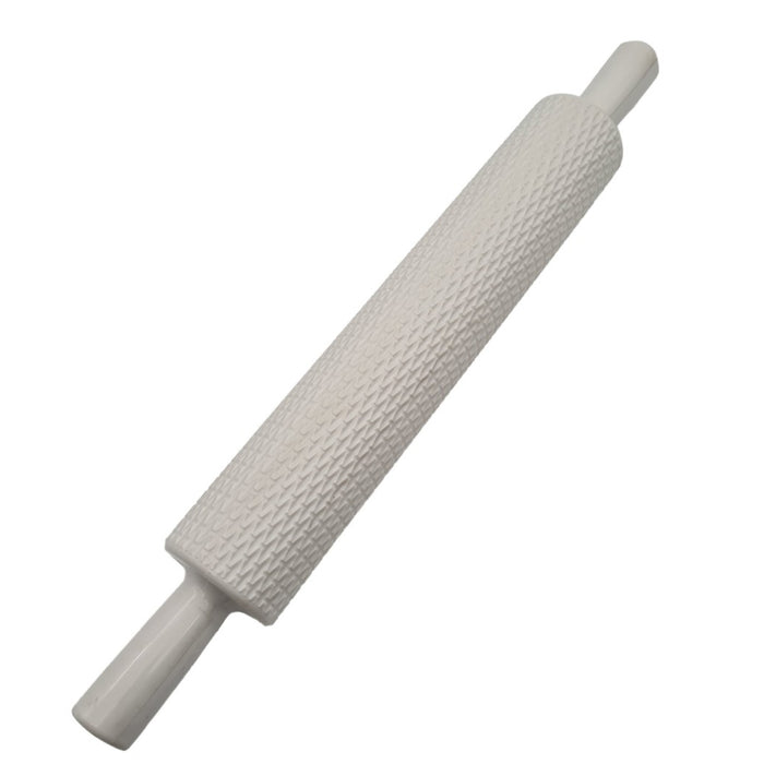 White textured rolling pin on a white background