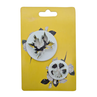 Two leaf cutters on a yellow card with a clear background