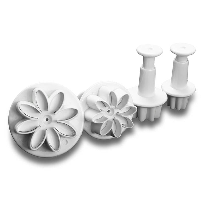 Set of 4  floral plungers cutters on a white background