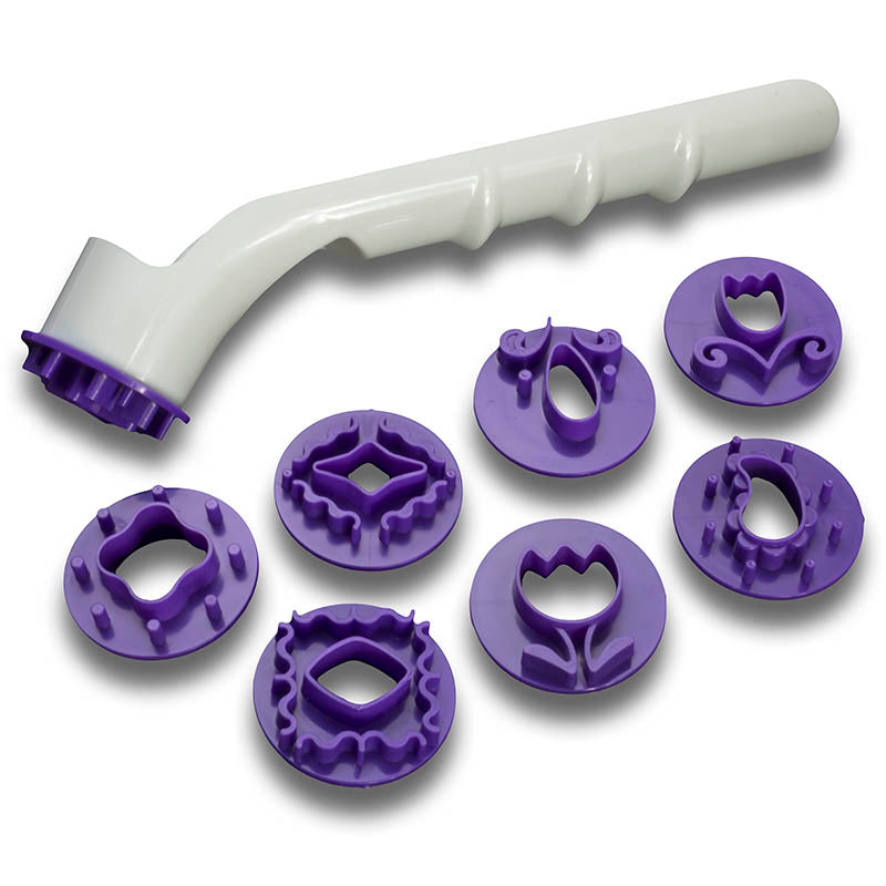 Decorative fondant punch set – 8 interchangeable on a white background