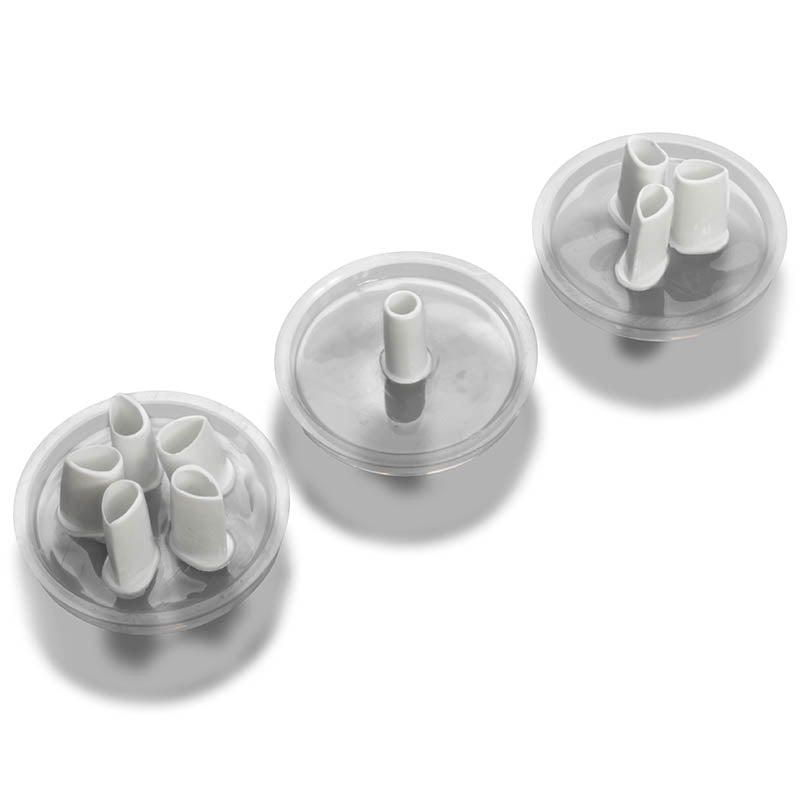 Flower petal cutters for fondant on a white background