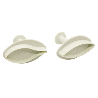 Two white plunger cutters on a white background