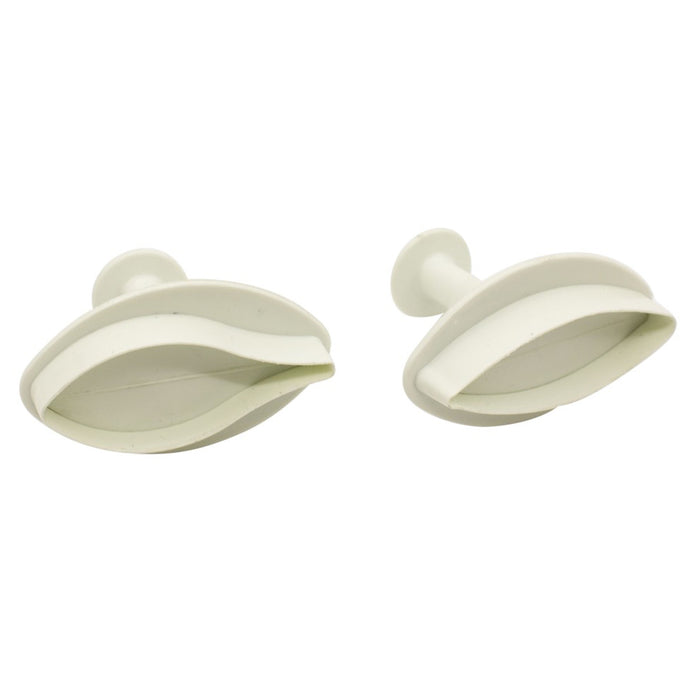 Two white plunger cutters on a white background