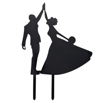 Black silhouette of a couple in a dance pose on a white background
