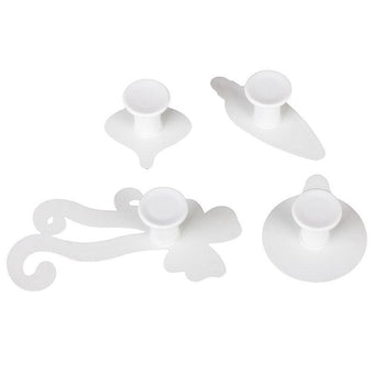 Set of 4 fondant veiners on a white background