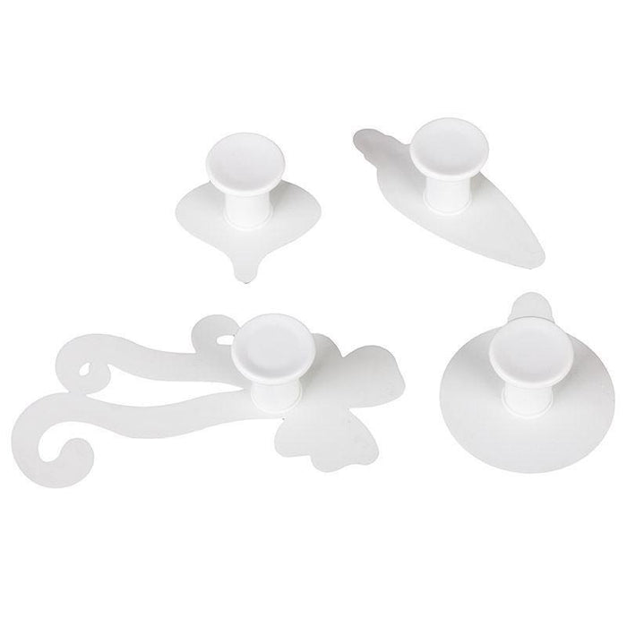 Set of 4 fondant veiners on a white background
