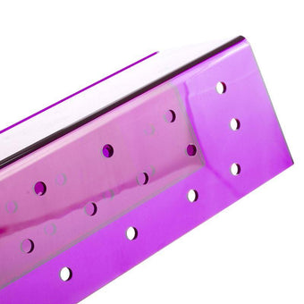 Purple acrylic cake pop stand – 19 hole display holder on a white background