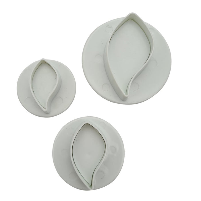 Set of leaf plunger cutters on a white background
