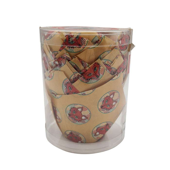 Cupcake tulip wraps with fox design in clear packaging on a white background