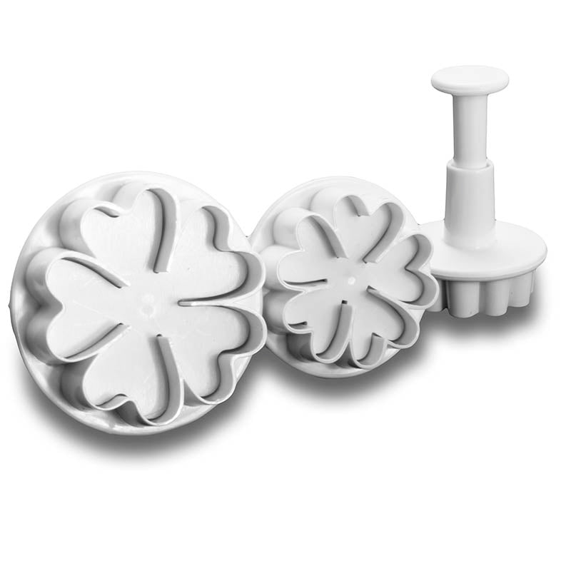 Heart Flowers Fondant Cutter Plunger set on a white background
