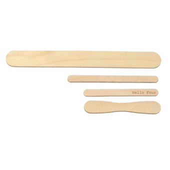 Hello Four engraved wooden ice lolly stick, 93×10×2mm