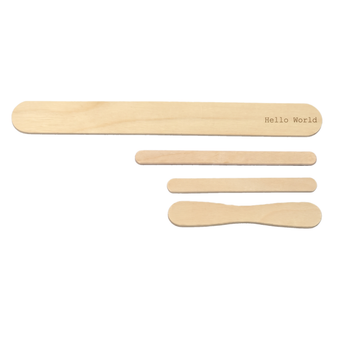 Hello World engraved wooden ice lolly stick, 200×24×2mm