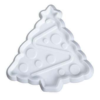 White Christmas tree-shaped fondant cutter on a white background