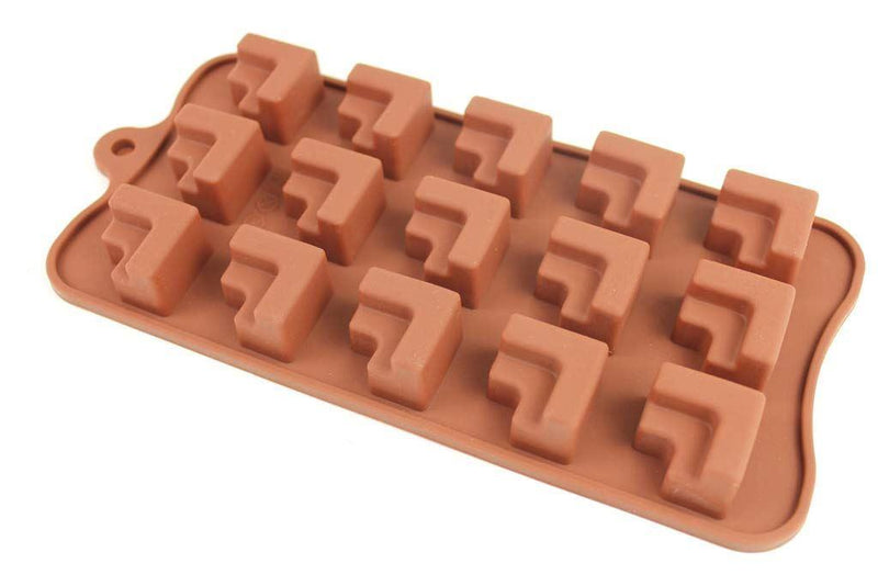 Brown silicone right-angle chocolate mould for building pieces