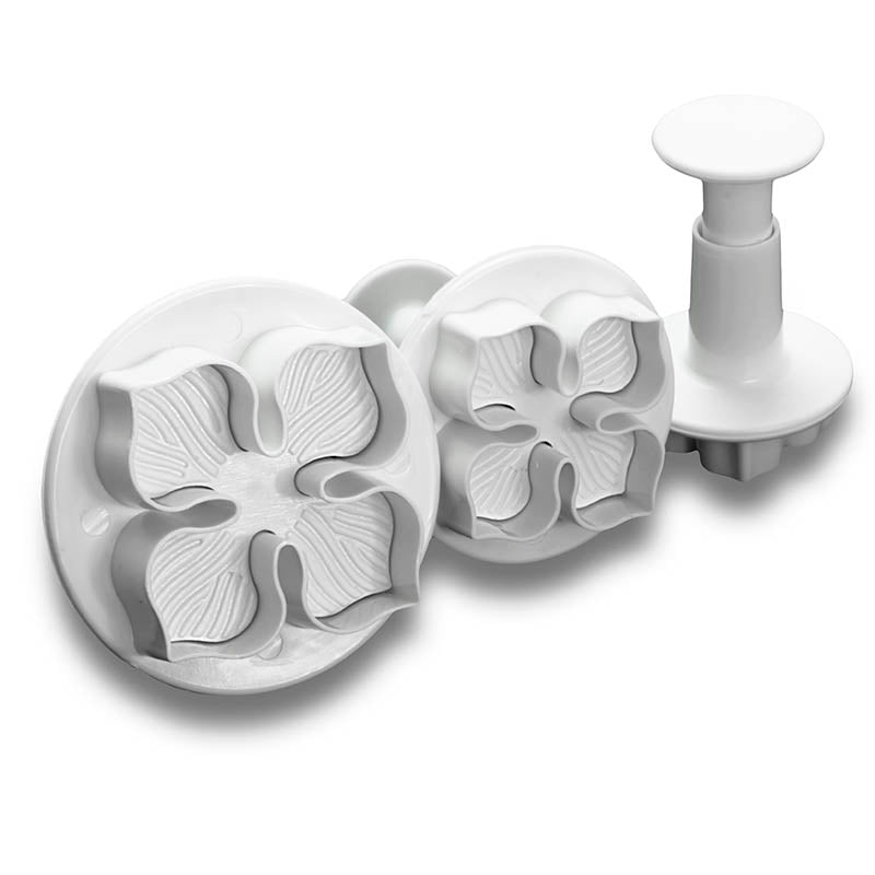 Laurustinus Fondant Plunger cutters on a white background