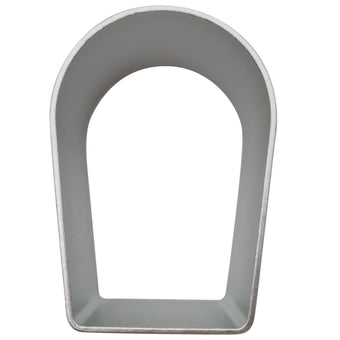 Loaf-shaped tombstone cookie cutter on a white background