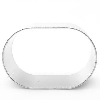Oblong cookie cutter on a white background