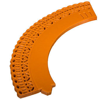 Adjustable orange cupcake wrappers on a white background