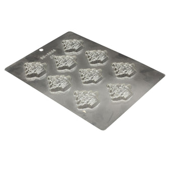 Clear flexible plastic mould for making Christmas tree chocolates