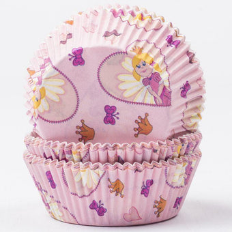 Pink Princess Butterflies Cupcake Cases x60 on a white background