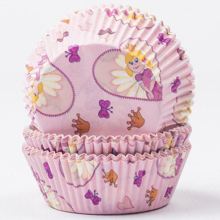 Pink Princess Butterflies Cupcake Cases x60 on a white background