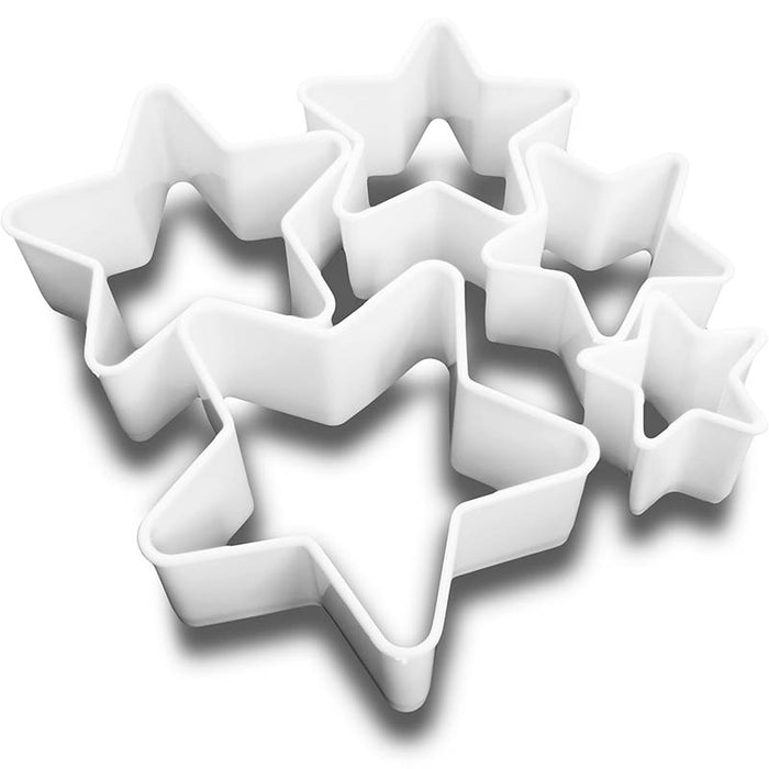 5 Plastic Star Shaped Cookie / Fondant Cutter Set on a white background