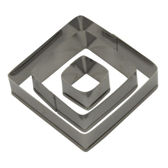 Metal square-shaped cookie cutter on a white background