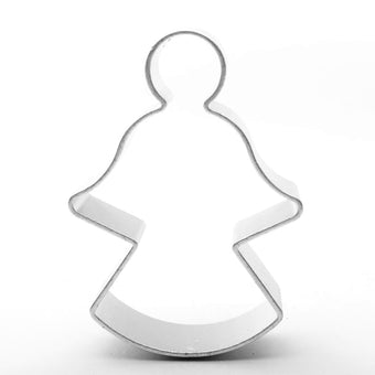 Angel shaped cookie cutter on a white background