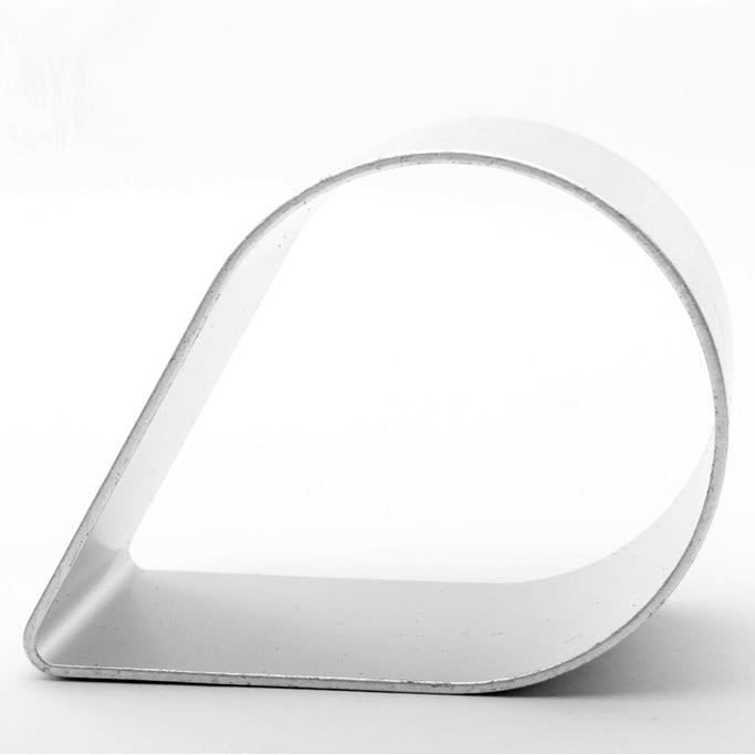 Teardrop shape cookie cutter on a white background