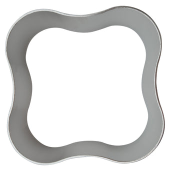 Stainless Steel cookie cutter with a wavy border on a white background