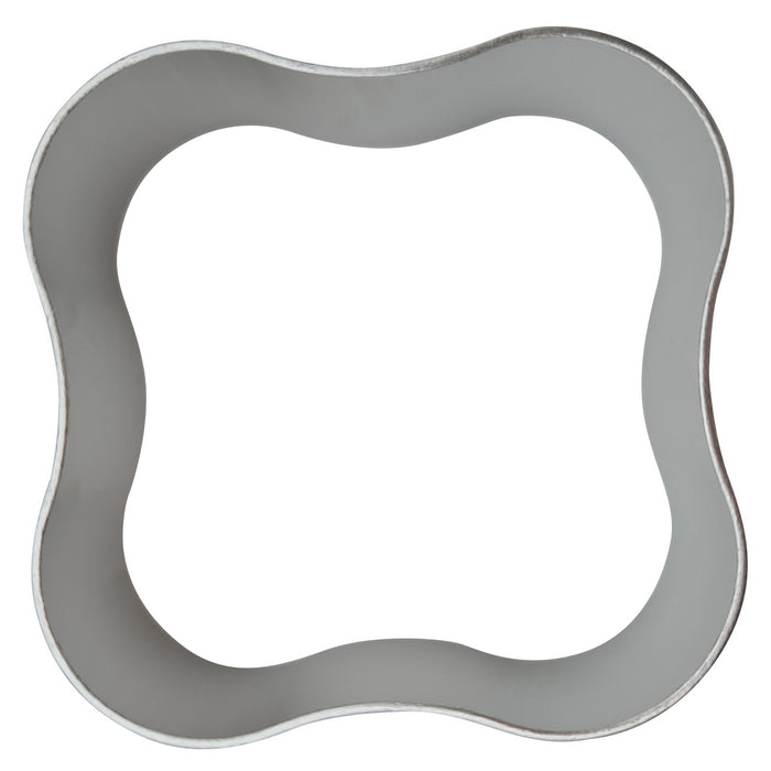 Stainless Steel cookie cutter with a wavy border on a white background