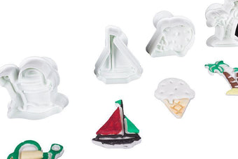 Collection of various plunger cutters on a white background