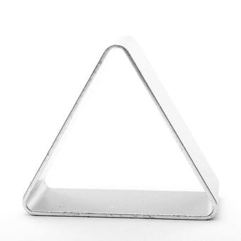 Triangular metal cookie cutter on a white background