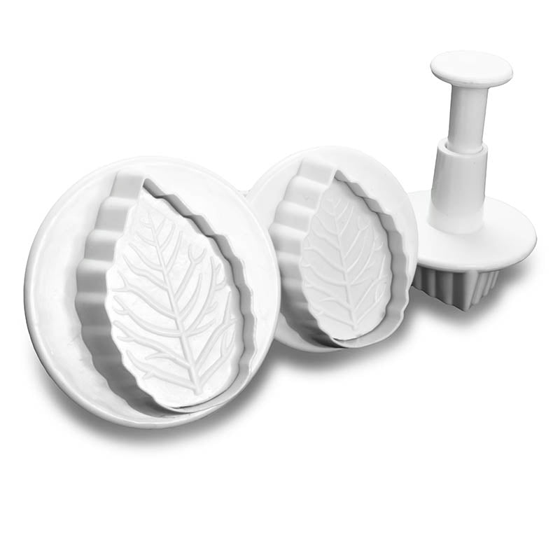 Veined Rose Leaf Fondant Plunger Set on a white background