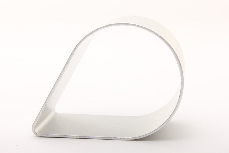 Teardrop-shaped cookie cutter on a white background