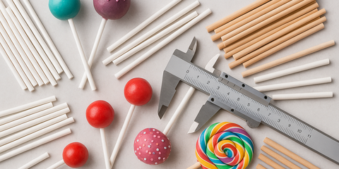 A Selection of Yolli Lollipop Sticks in various materials including paper and wood