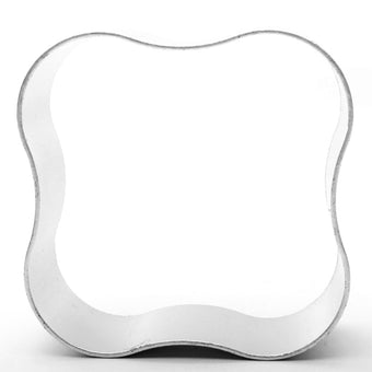 Wobbly square cookie cutter on a white background