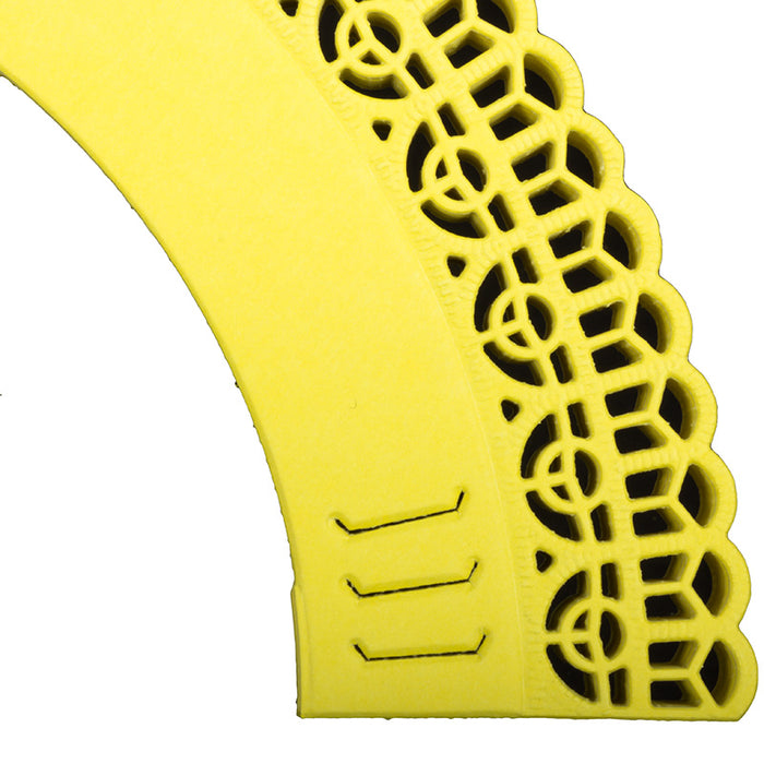 Yellow adjustable cupcake wrappers on a white background.