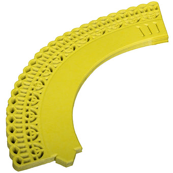 Yellow adjustable cupcake wrappers on a white background.