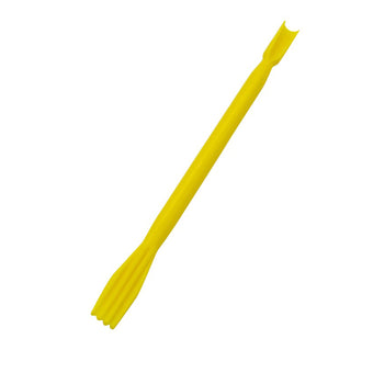Yellow plastic modelling tool on a white background