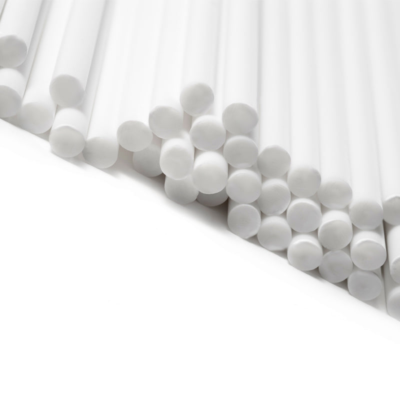White solid plastic lollipop sticks 600mm x 6mm
