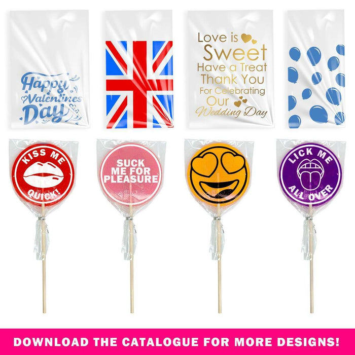 Personalised cello bag close up of logo print design for food packaging