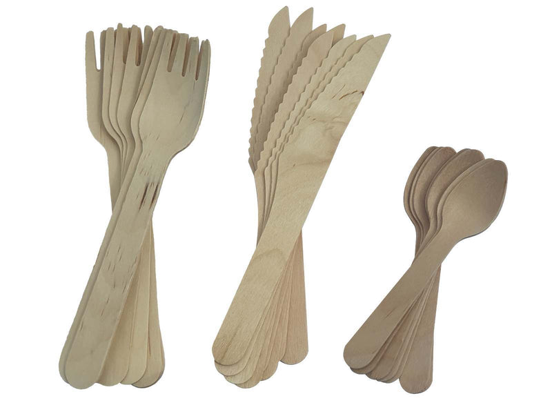 Eco Wooden Cutlery Set 24 Piece for Parties & Catering